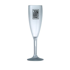 Branded Frosted Event Flutes – Custom Logo VIP Glassware – Premium "Ice" Finish – Shatterproof Polycarbonate