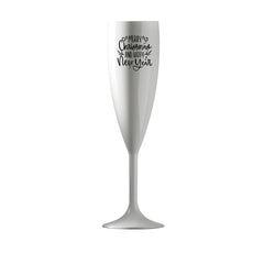 Custom Logo White Champagne Flutes – High Contrast Branding – Promotional Event Cup – Unbreakable Polycarbonate