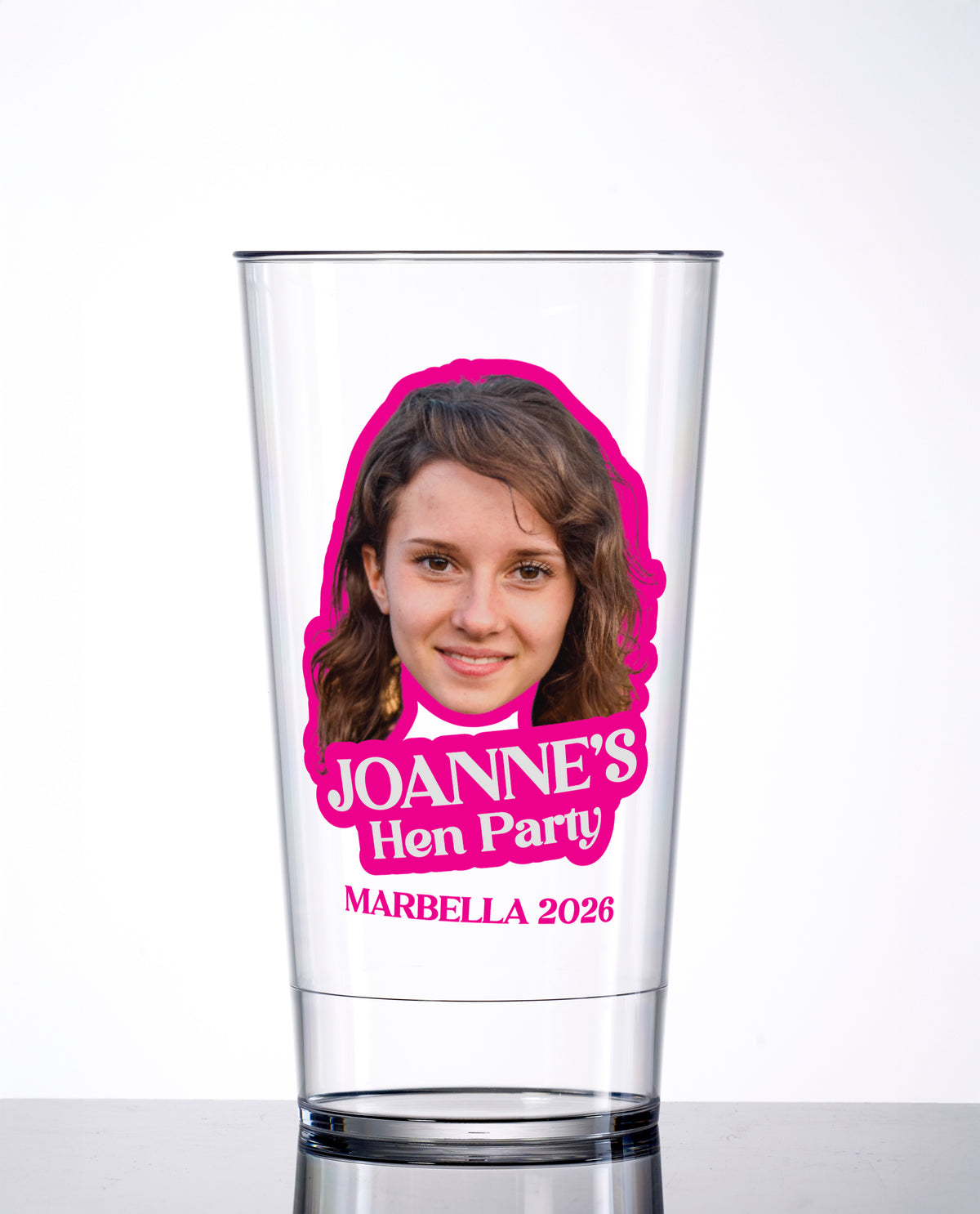 Pink Bridal Personalised Half Pint Cup (Custom Face and Name, 18+)