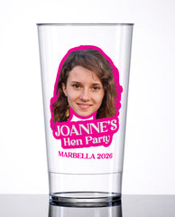 Pink Bridal Personalised Pint Cup (Custom Face and Name, 18+)