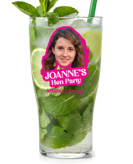 Pink Bridal Personalised Tulip Pint Cup (Custom Face and Name, 18+)