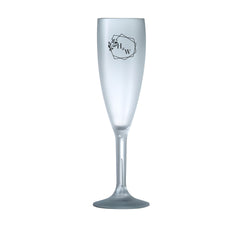 Branded Frosted Event Flutes – Custom Logo VIP Glassware – Premium "Ice" Finish – Shatterproof Polycarbonate