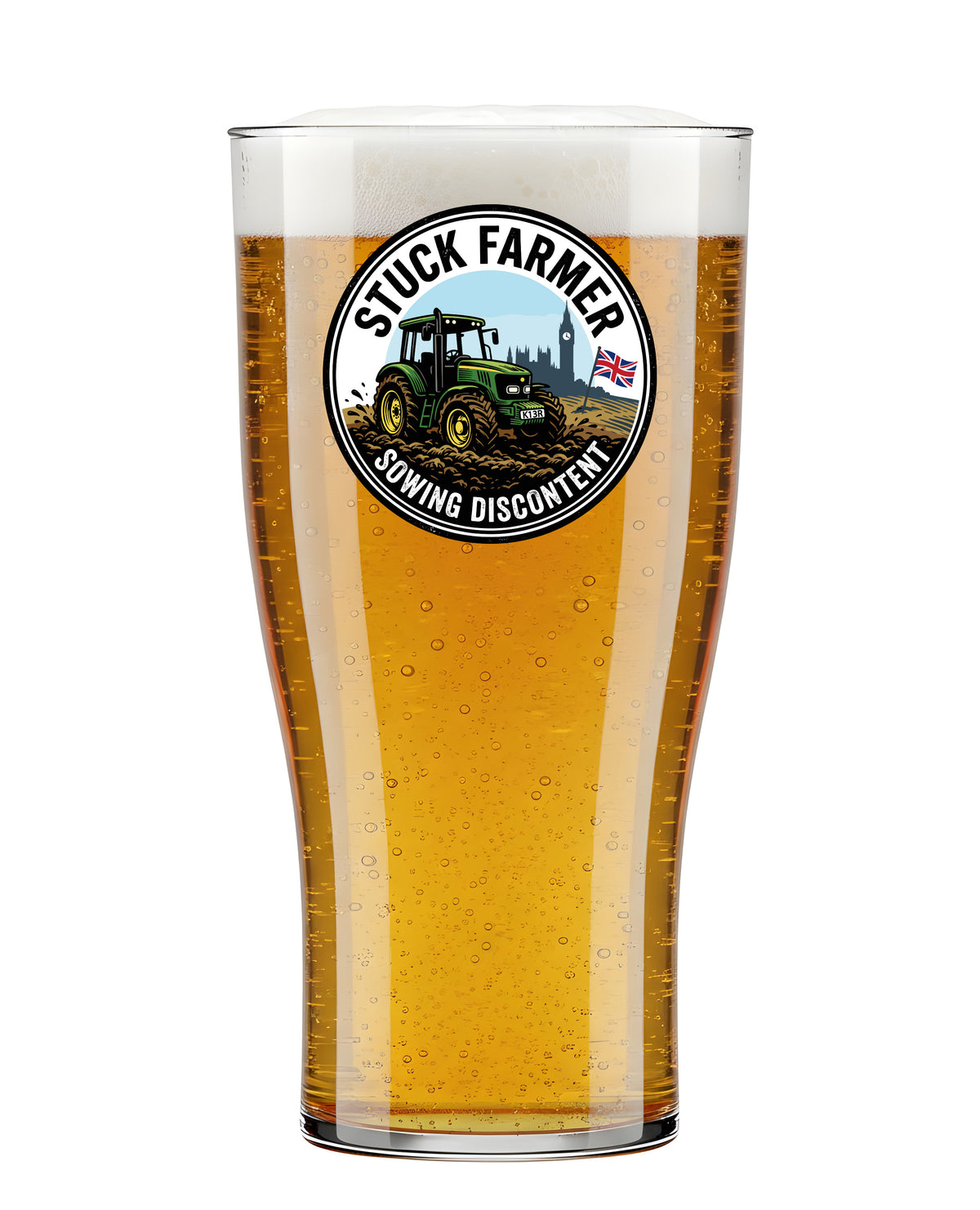 Stuck Farmer Elite Tulip Pint - Unbreakable Polycarbonate Colour Badge Design